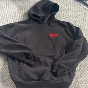 White Fox Black Hoodie with rorange Logo, size M/L